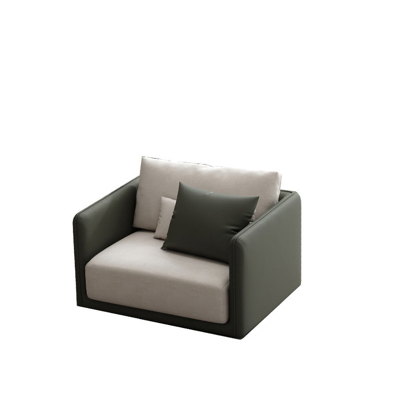 Faux Leather Sectional Square Arm Cushion Back Sofa for Living Room