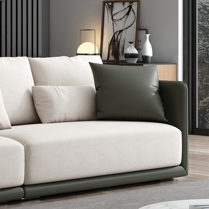 Faux Leather Sectional Square Arm Cushion Back Sofa for Living Room