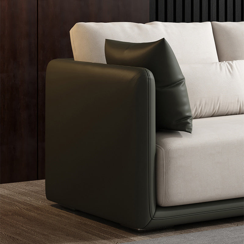 Faux Leather Sectional Square Arm Cushion Back Sofa for Living Room