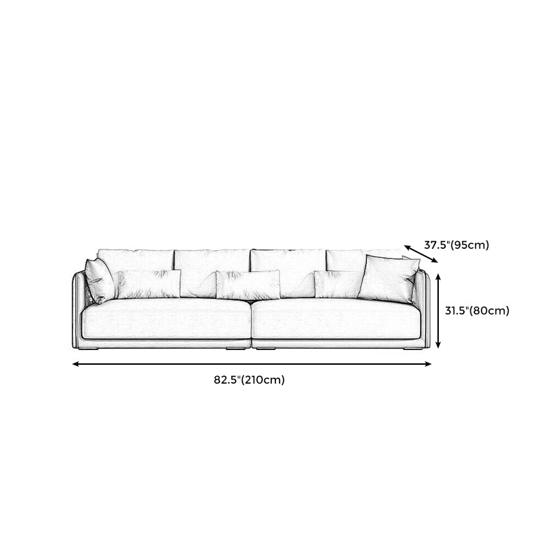 Faux Leather Sectional Square Arm Cushion Back Sofa for Living Room