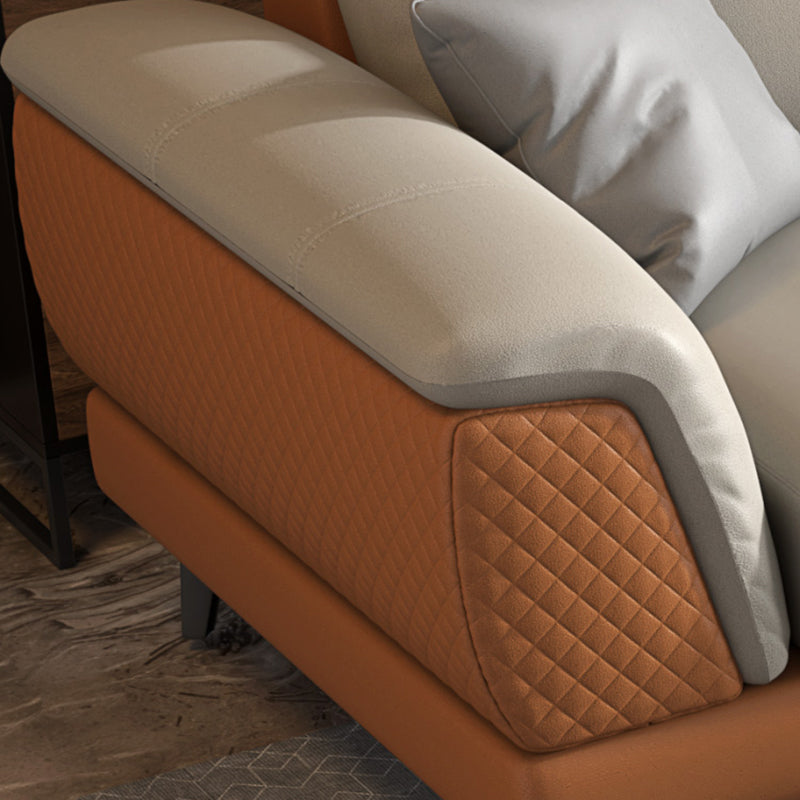 L-Shape Faux Leather Slipcovered Sofa Stain-Resistant Sectional and Chaise for 4 People