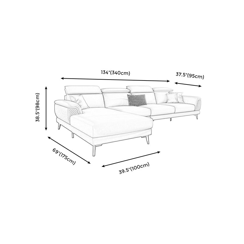 L-Shape Faux Leather Slipcovered Sofa Stain-Resistant Sectional and Chaise for 4 People