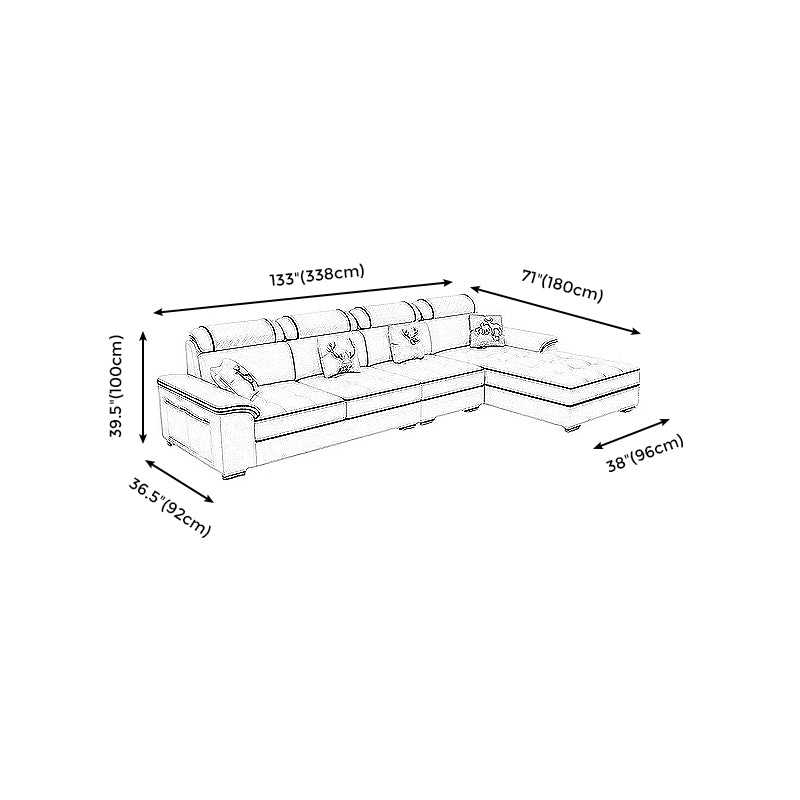 Pillow Top Arm Sofa and Chaise Cushions Back Sectionals with Storage