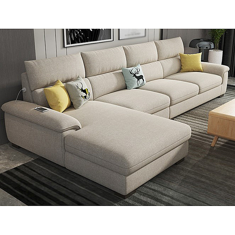 35.43"High Pillow Top Arm Sectional Slipcovered Sofa with Cushion Back