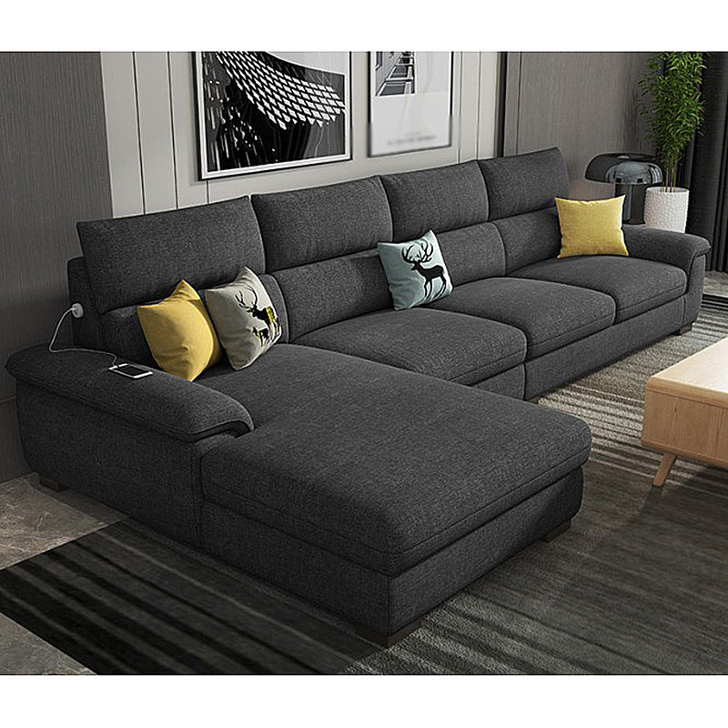 35.43"High Pillow Top Arm Sectional Slipcovered Sofa with Cushion Back