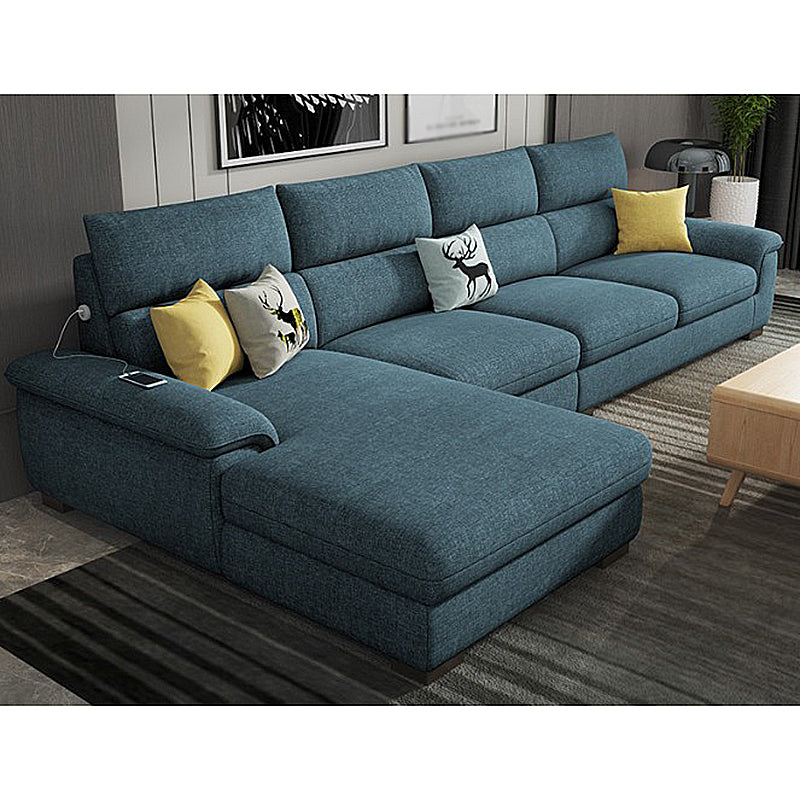 35.43"High Pillow Top Arm Sectional Slipcovered Sofa with Cushion Back