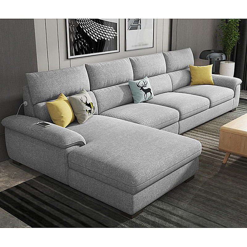 35.43"High Pillow Top Arm Sectional Slipcovered Sofa with Cushion Back