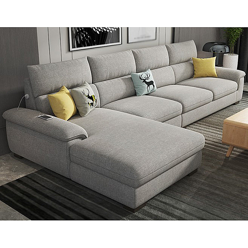 35.43"High Pillow Top Arm Sectional Slipcovered Sofa with Cushion Back