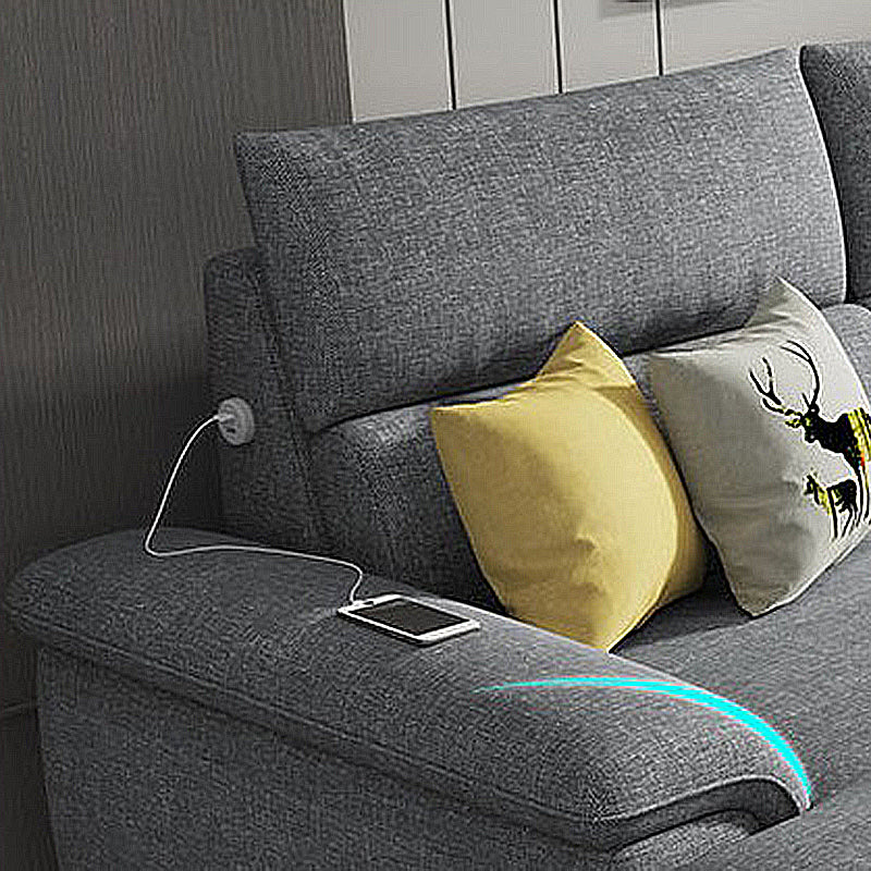 35.43"High Pillow Top Arm Sectional Slipcovered Sofa with Cushion Back