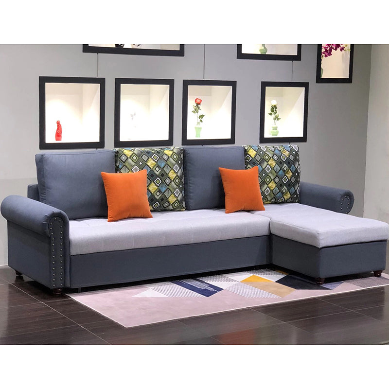 Rolled Arm Sectionals 116.14"L x 59.06"W x 38.58"H Cushion Back Sofa Bed with Storage