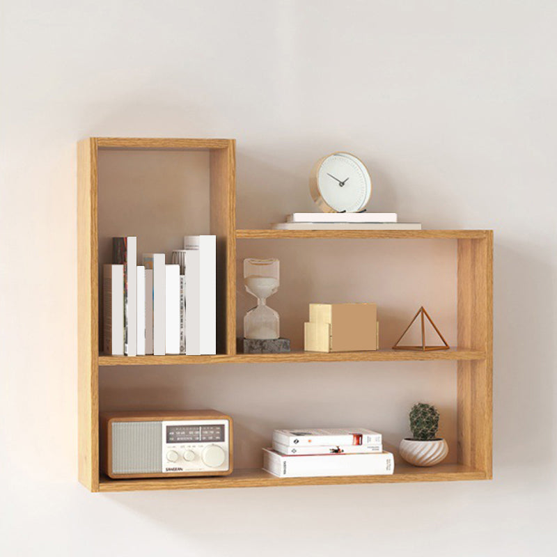 Contemporary Wood Bookcase Closed Back Wall Mounted Bookshelf for Home Office