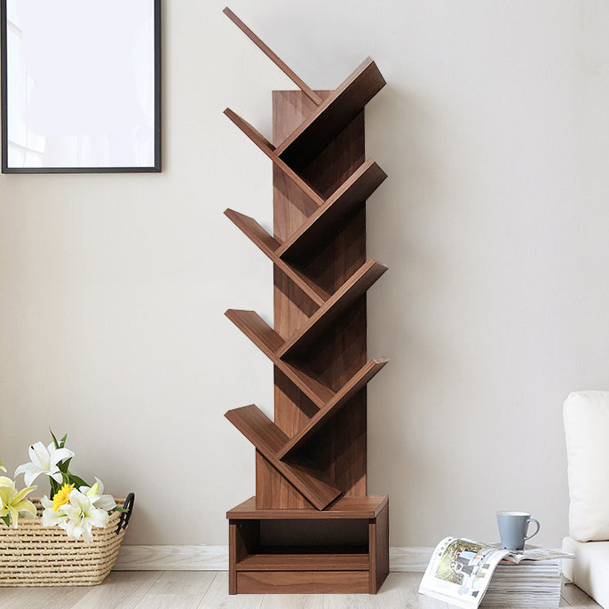Modern Closed Back Bookshelf Manufactured Wood Vertical Bookcase for Home
