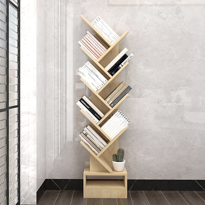 Modern Closed Back Bookshelf Manufactured Wood Vertical Bookcase for Home