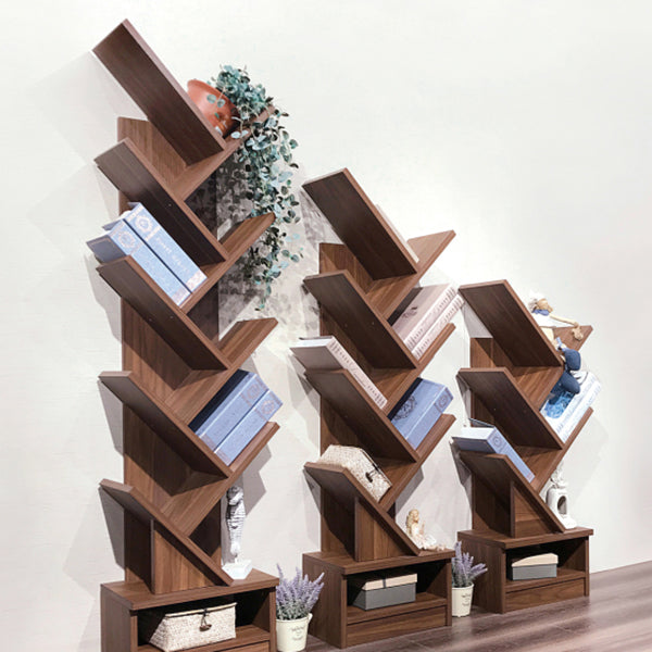 Modern Closed Back Bookshelf Manufactured Wood Vertical Bookcase for Home