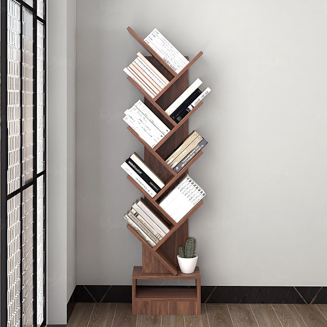 Modern Closed Back Bookshelf Manufactured Wood Vertical Bookcase for Home