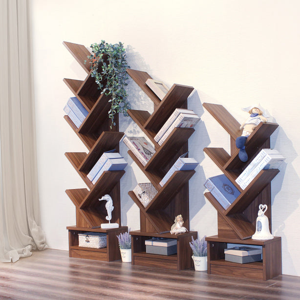 Modern Closed Back Bookshelf Manufactured Wood Vertical Bookcase for Home