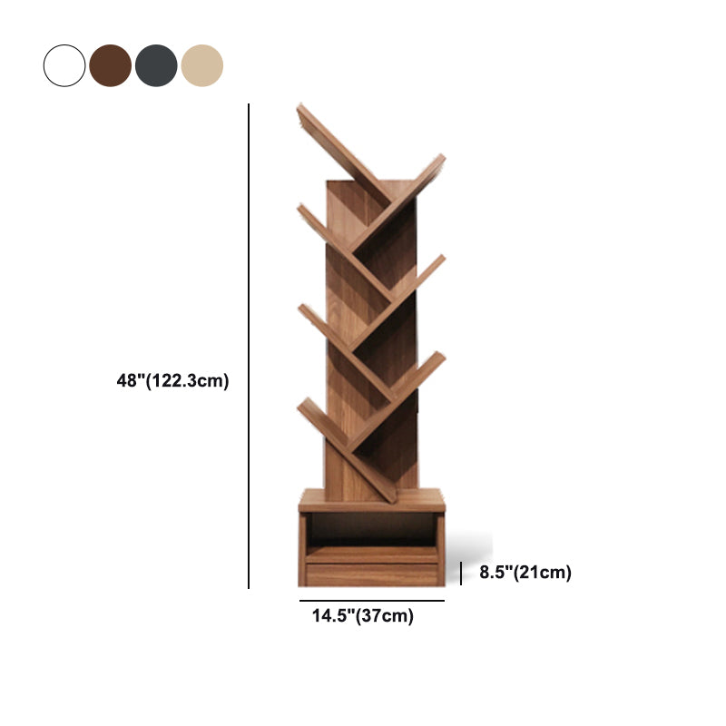 Modern Closed Back Bookshelf Manufactured Wood Vertical Bookcase for Home