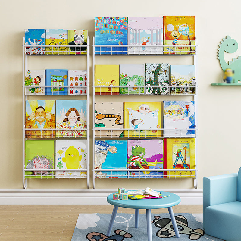 Modern Style Metal Bookshelf Wall Mounted Bookcase for Bedroom