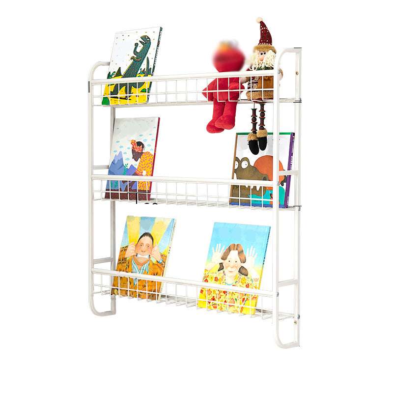 Modern Style Metal Bookshelf Wall Mounted Bookcase for Bedroom