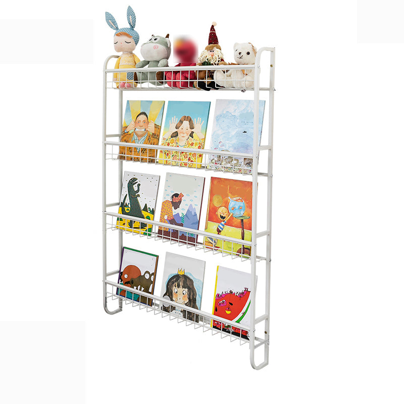 Modern Style Metal Bookshelf Wall Mounted Bookcase for Bedroom