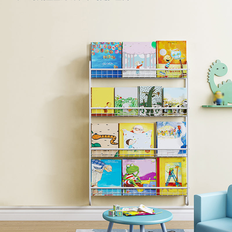 Modern Style Metal Bookshelf Wall Mounted Bookcase for Bedroom