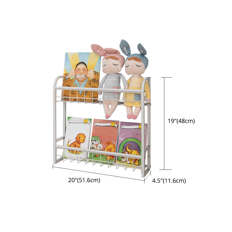 Modern Style Metal Bookshelf Wall Mounted Bookcase for Bedroom