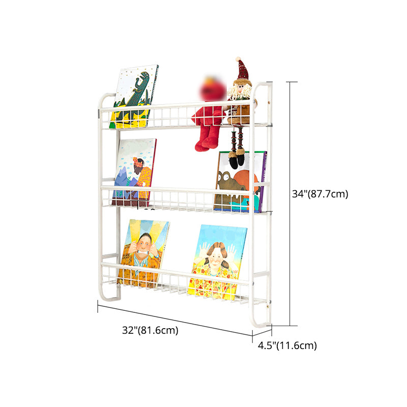 Modern Style Metal Bookshelf Wall Mounted Bookcase for Bedroom