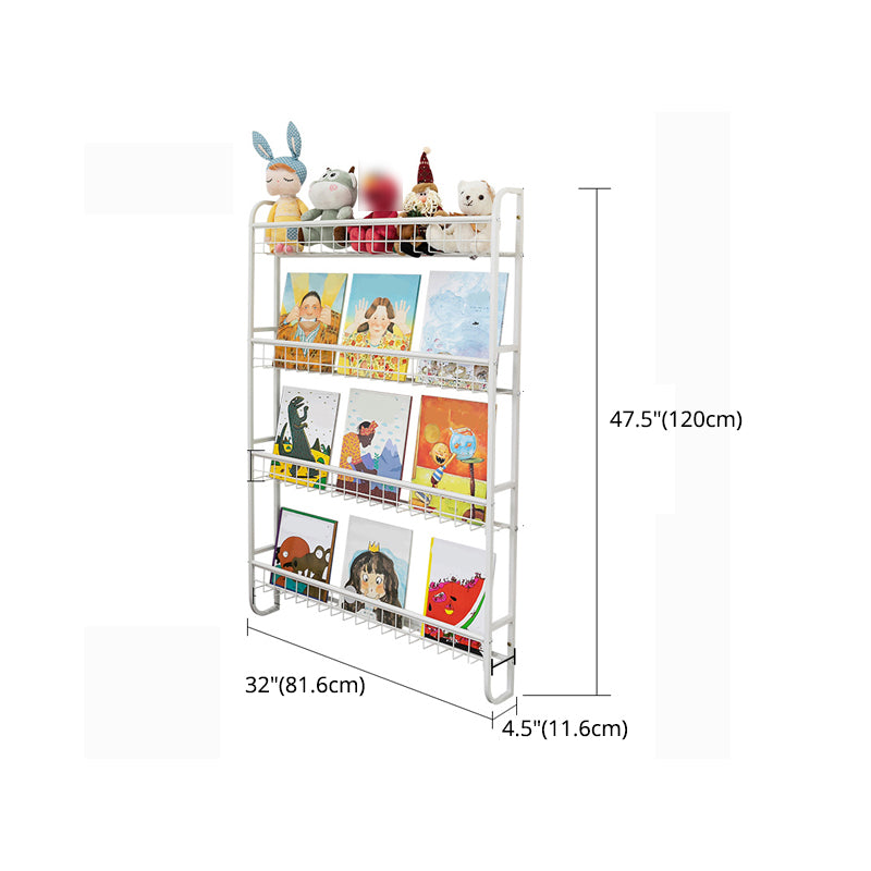 Modern Style Metal Bookshelf Wall Mounted Bookcase for Bedroom