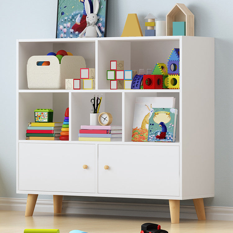 Wooden Shelf Bookcase Closed Back Bookshelf with Doors for Office