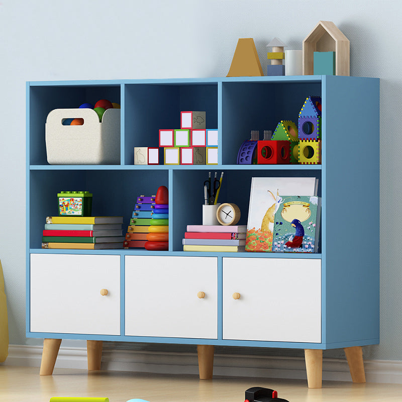 Wooden Shelf Bookcase Closed Back Bookshelf with Doors for Office