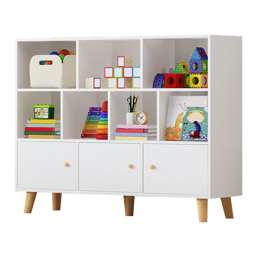 Wooden Shelf Bookcase Closed Back Bookshelf with Doors for Office