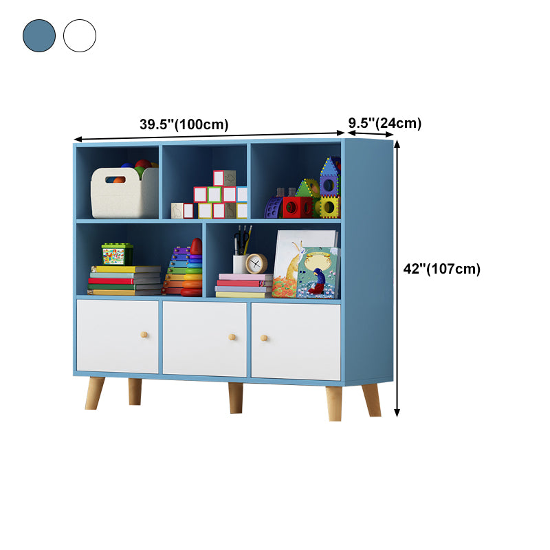 Wooden Shelf Bookcase Closed Back Bookshelf with Doors for Office