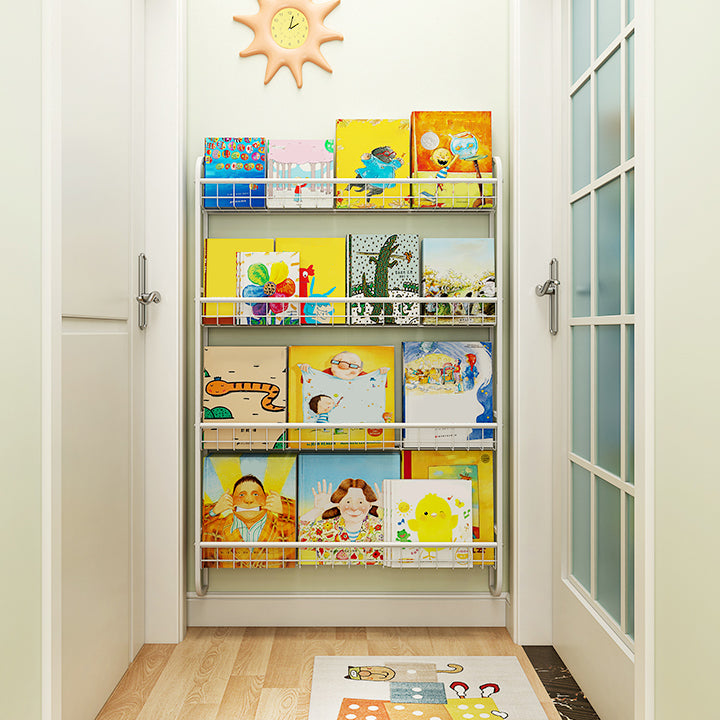 Modern Style Bookshelf Wall Mounted Metal Bookcase for Kid Room