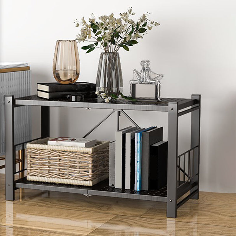 Foldable Bookcase Open Back Bookshelf with Casters for Study Room Office