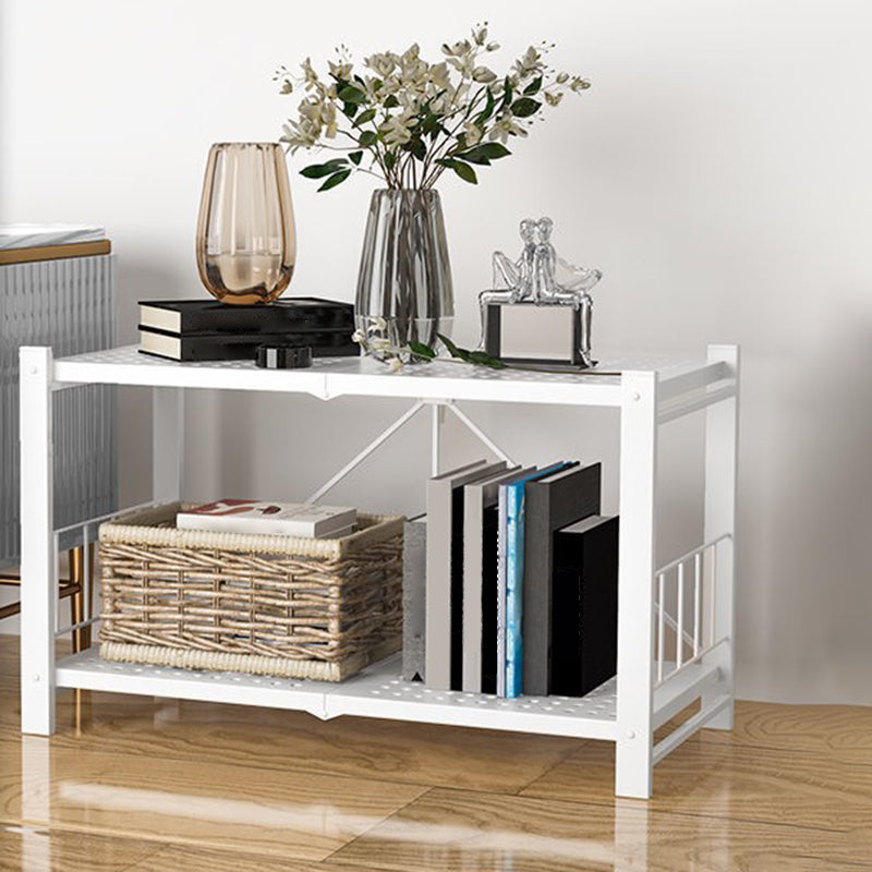 Foldable Bookcase Open Back Bookshelf with Casters for Study Room Office