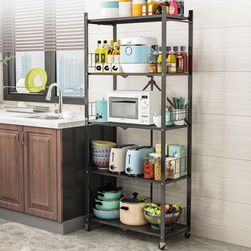 Foldable Bookcase Open Back Bookshelf with Casters for Study Room Office