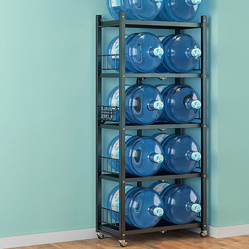 Foldable Bookcase Open Back Bookshelf with Casters for Study Room Office