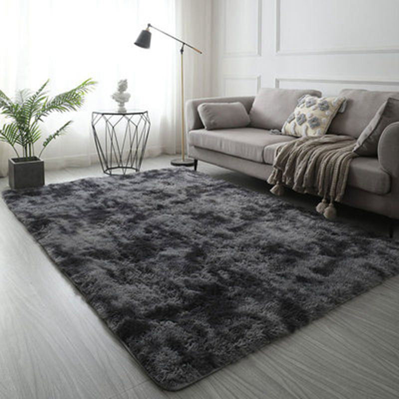 Modern Solid Color Soft Rug Rectangle Long Villus Loom Rug for Bedroom