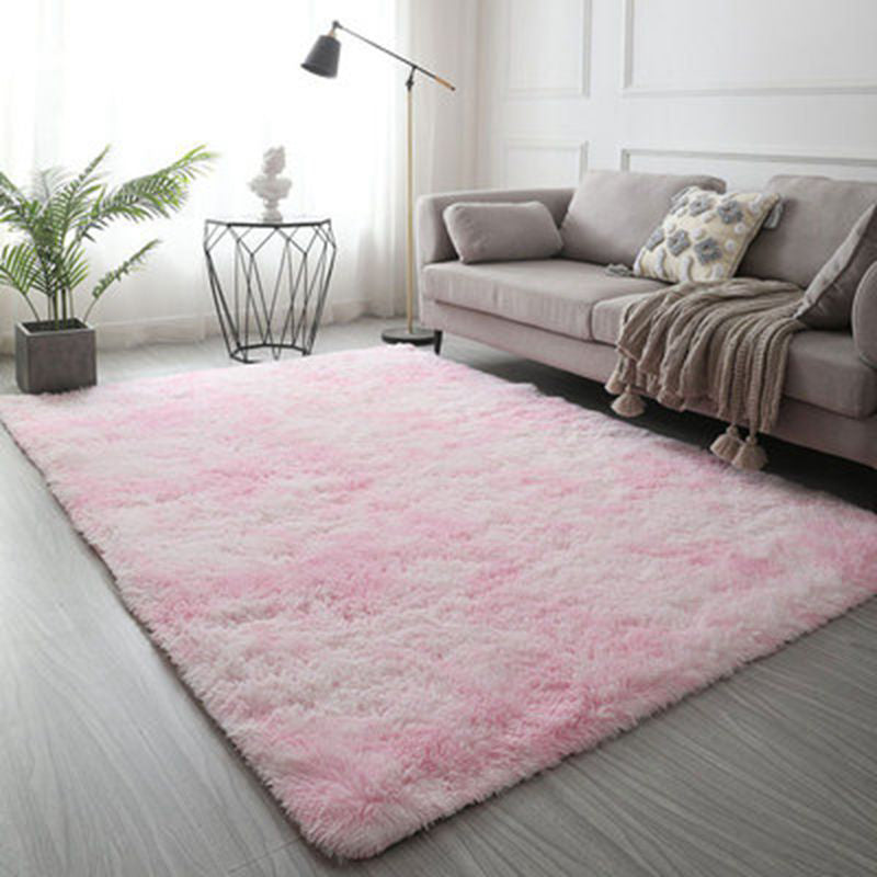 Modern Solid Color Soft Rug Rectangle Long Villus Loom Rug for Bedroom