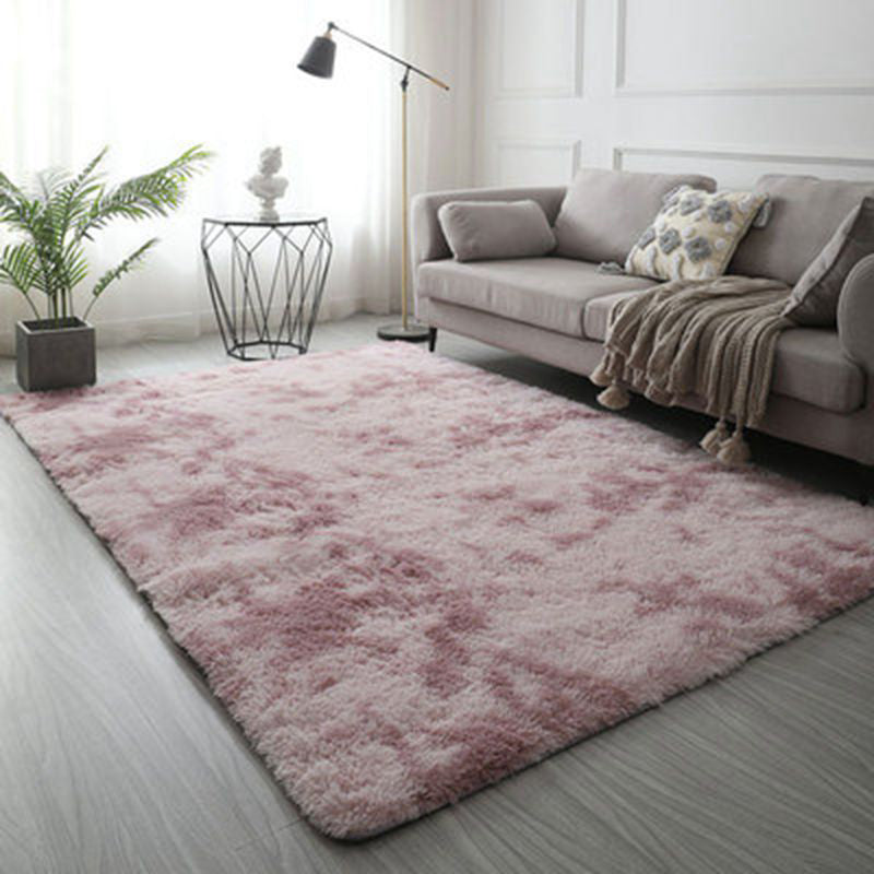 Modern Solid Color Soft Rug Rectangle Long Villus Loom Rug for Bedroom