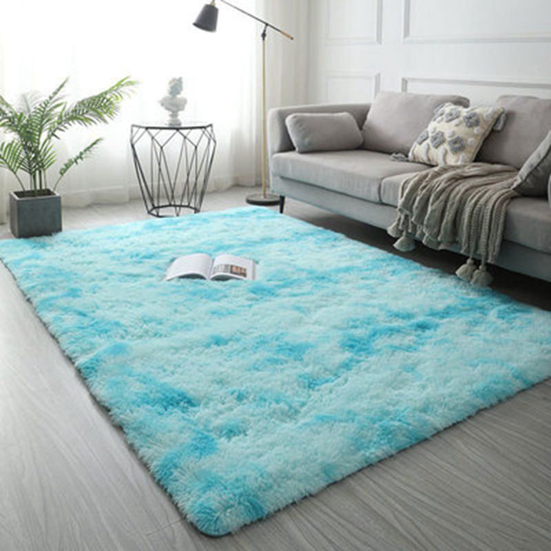 Modern Solid Color Soft Rug Rectangle Long Villus Loom Rug for Bedroom