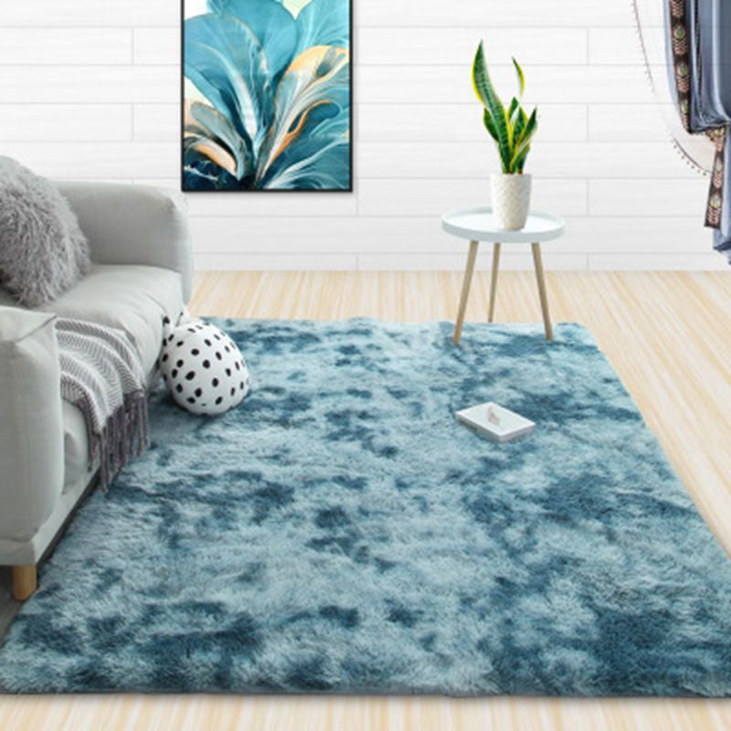Modern Solid Color Soft Rug Rectangle Long Villus Loom Rug for Bedroom