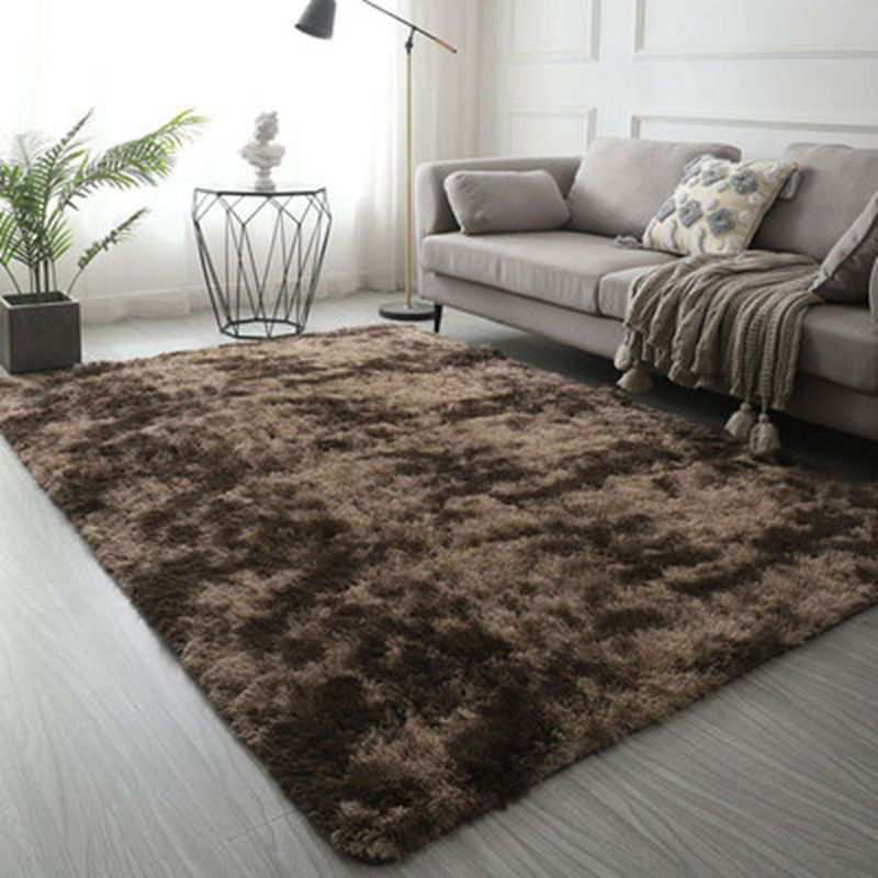 Modern Solid Color Soft Rug Rectangle Long Villus Loom Rug for Bedroom