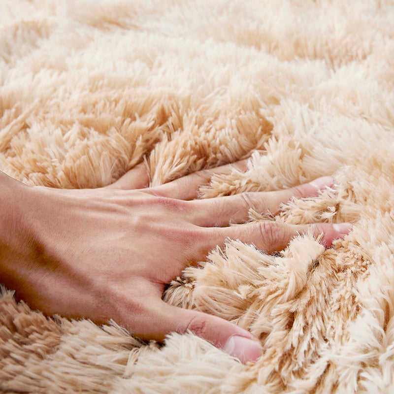 Modern Solid Color Soft Rug Rectangle Long Villus Loom Rug for Bedroom