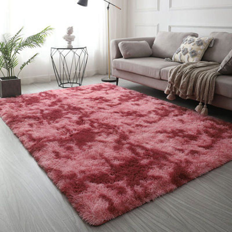 Modern Solid Color Soft Rug Rectangle Long Villus Loom Rug for Bedroom