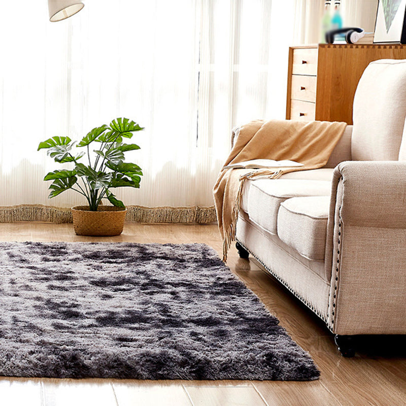 Modern Solid Color Soft Rug Rectangle Long Villus Loom Rug for Bedroom