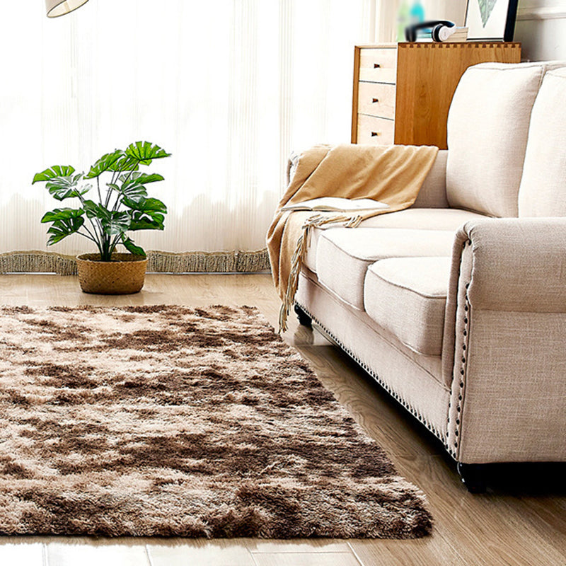 Modern Solid Color Soft Rug Rectangle Long Villus Loom Rug for Bedroom