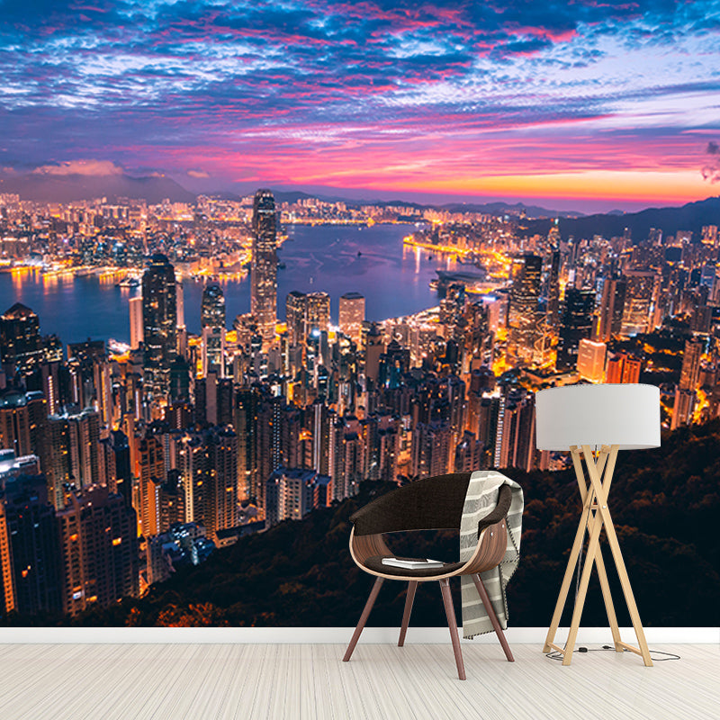 Photography Stain Resistant Mural Wallpaper Urban Scenery Sleeping Room Wall Mural