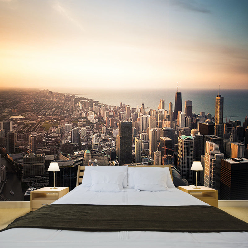 Modern Style Mural Wallpaper Urban Scenery Environment Friendly Bedroom Wall Mural