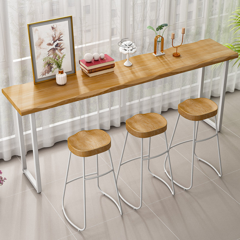 Pine Wood Bar Dining Table Modern Bar Table with Sled Base for Dining Room